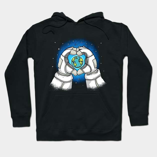 Astronaut Loves Earth Hoodie by Jitterfly